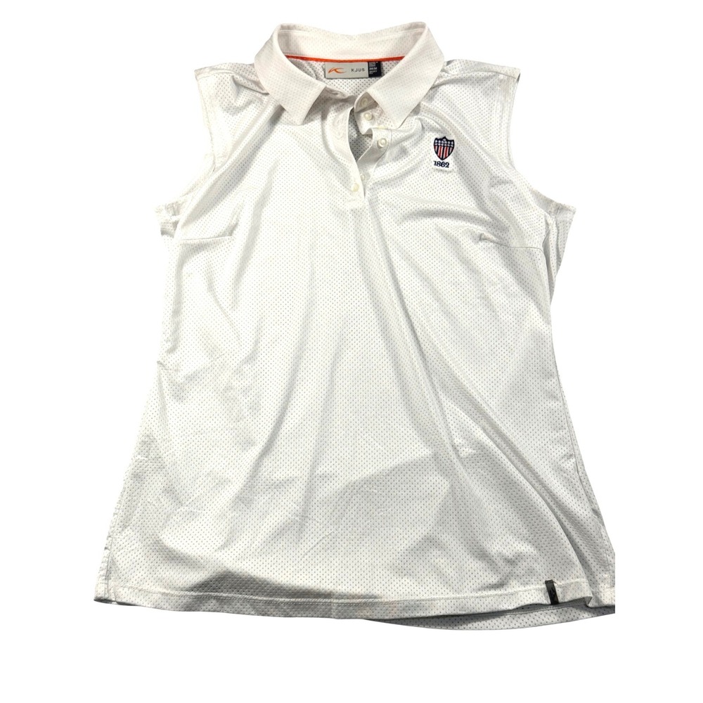 KJUS Womens Sleeveless Golf Polo Shirt White Perforated Sport Fit Size 38 M EUC